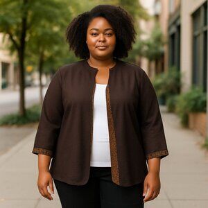 Catherine's Brown & Gold Reversible Jacket - Size XL Career Elegant Academia